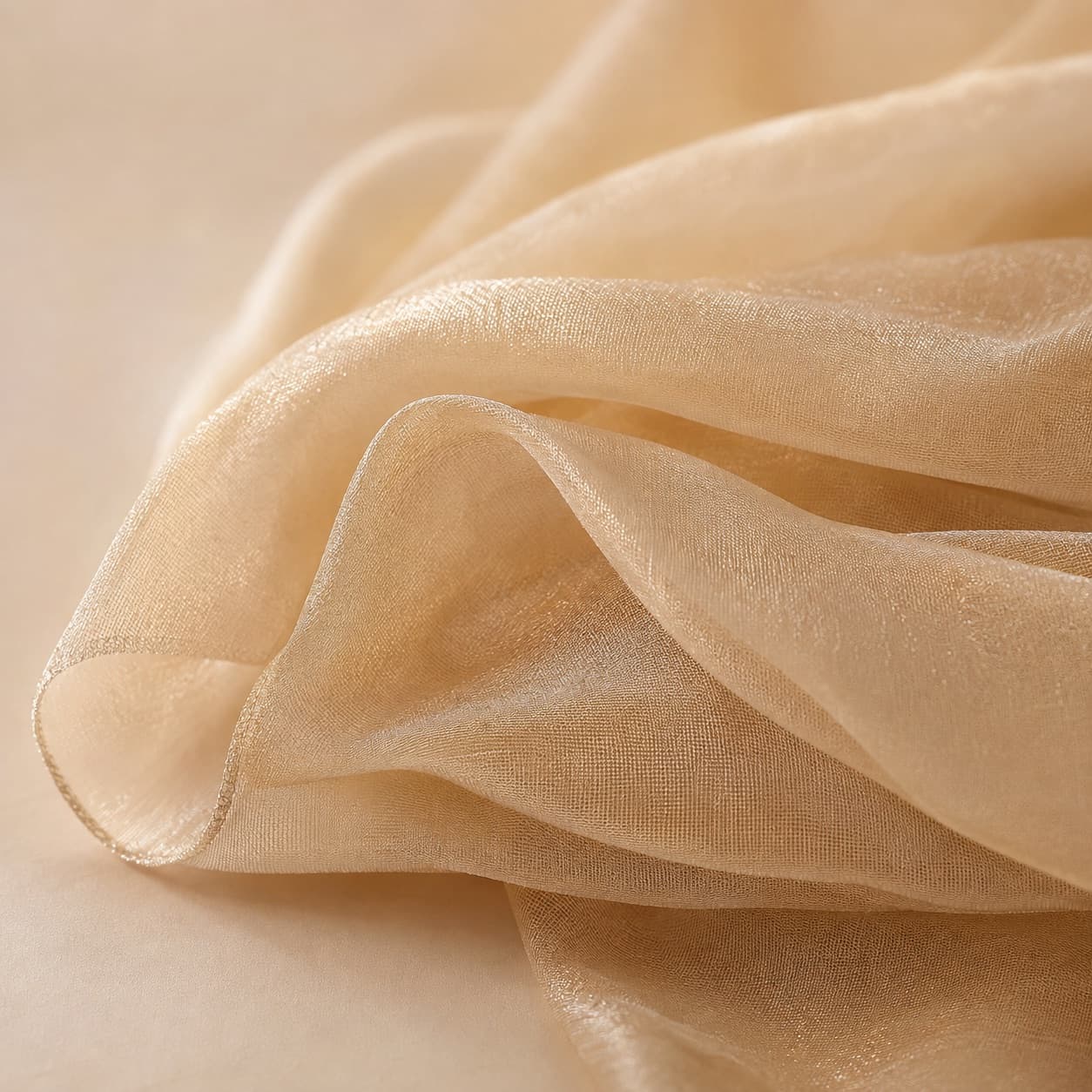 Chiffon fabric — Sheer, lightweight layering fabric with soft structure.